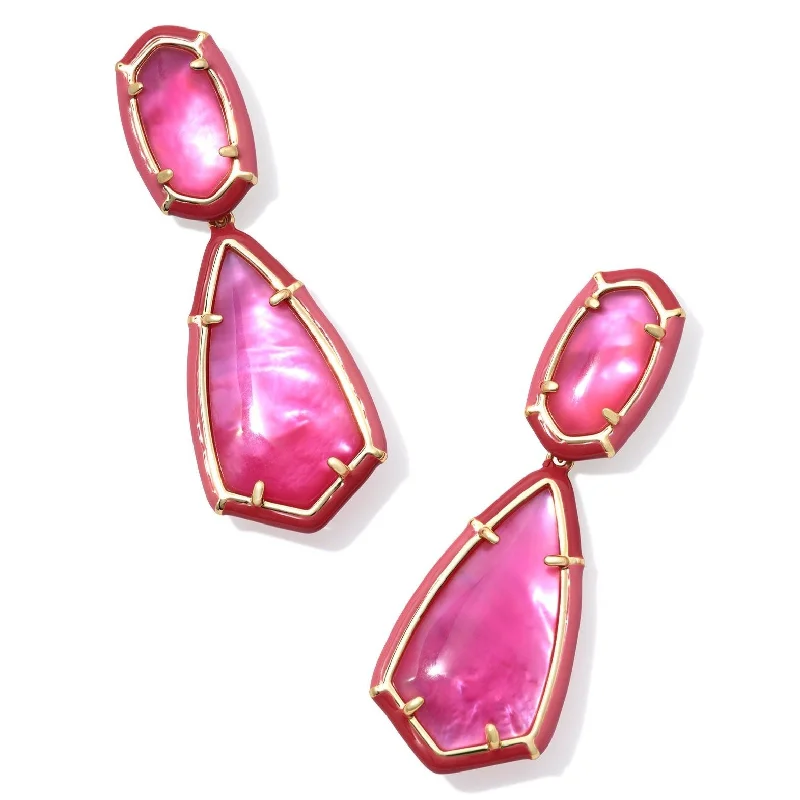 Crystal Hoop Earrings-Kendra Scott | Camry Gold Enamel Frame Statement Earrings in Azalea Illusion