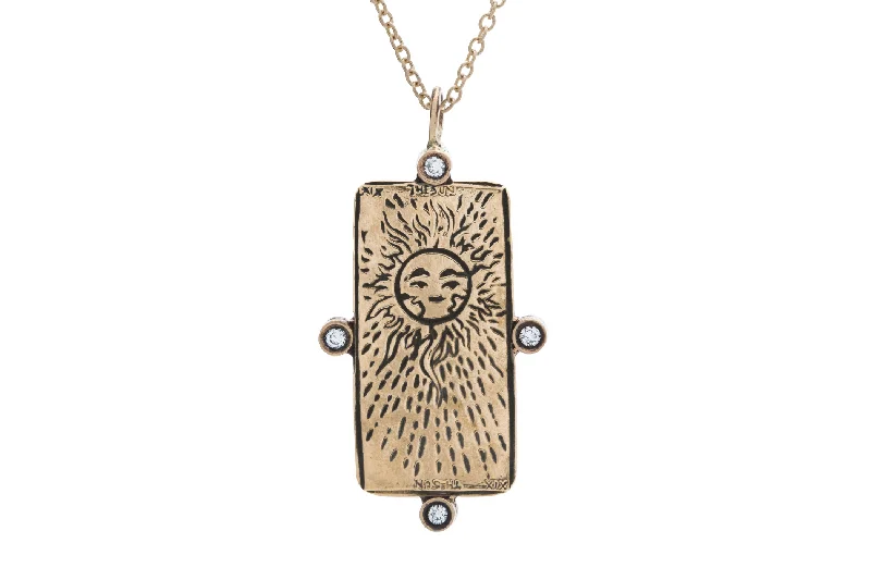 Long Beaded Necklace-Diamond The Sun Tarot Card Necklace