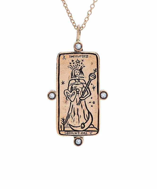 Long Pendant Necklace-Diamond The Empress Tarot Card Necklace