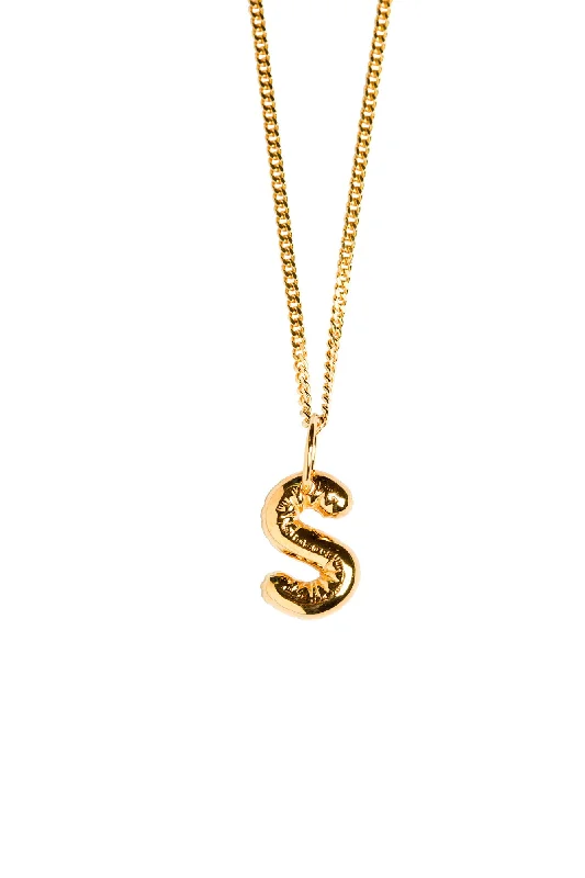 Modern Crystal Necklace-Letter S Gold Plated Necklace