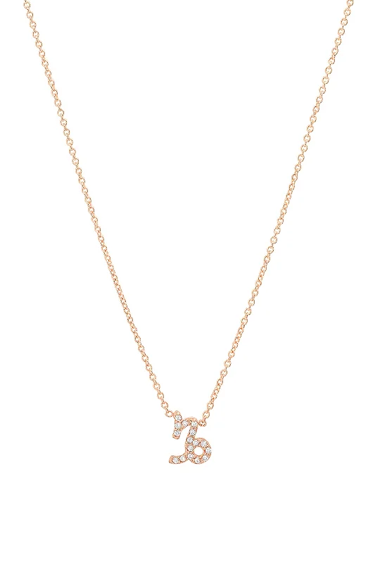 Bridal Necklace for Wedding Day-Rose Gold Diamond Capricorn Necklace