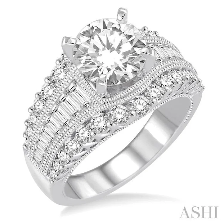 Beautiful Diamond Ring-1 1/2 ctw Diamond Semi-mount Engagement Ring in 14K White Gold