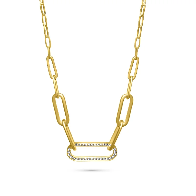 Luxury Diamond Necklace-Diamond Paved Oval Link Necklace