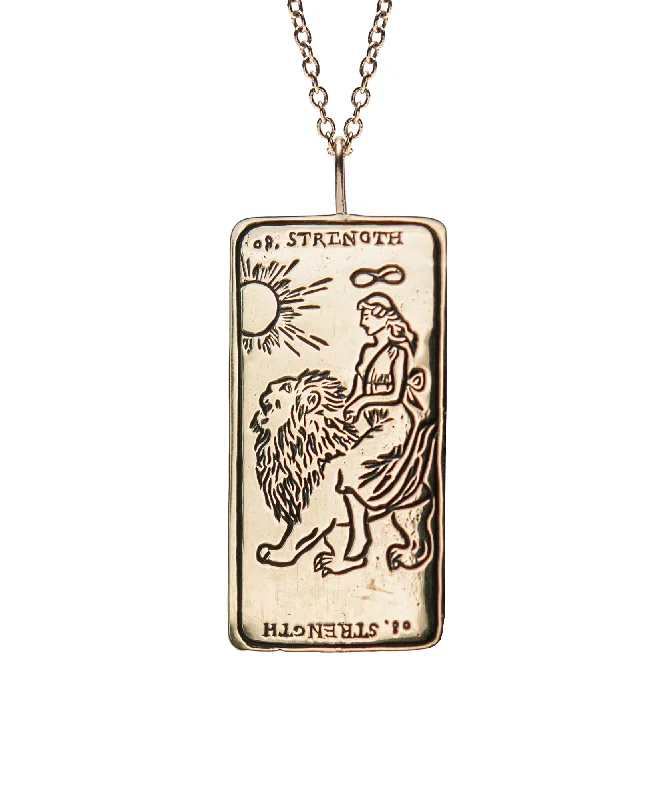 Silver Necklace with Gemstones-Strength Tarot Card Necklace