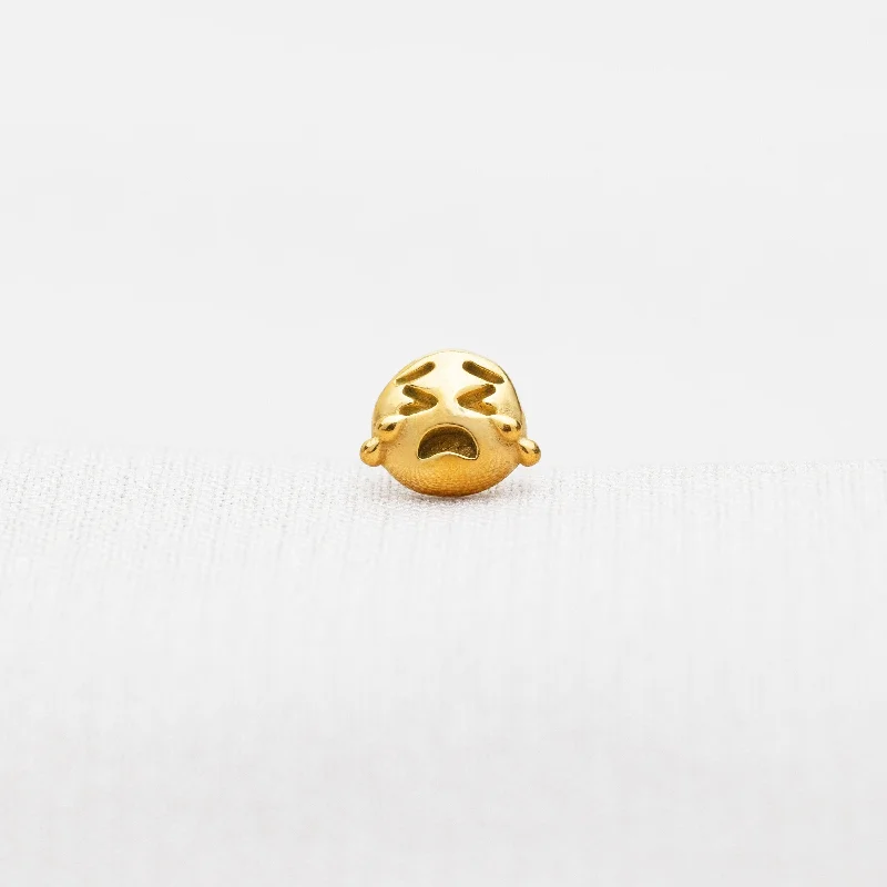 High-End Wedding Earrings-Tiny Crying Sad Face  Emoji Threadless Flat Back Earrings, 20,18,16ga, 5-10mm Unisex, Surgical Steel SHEMISLI SS1006