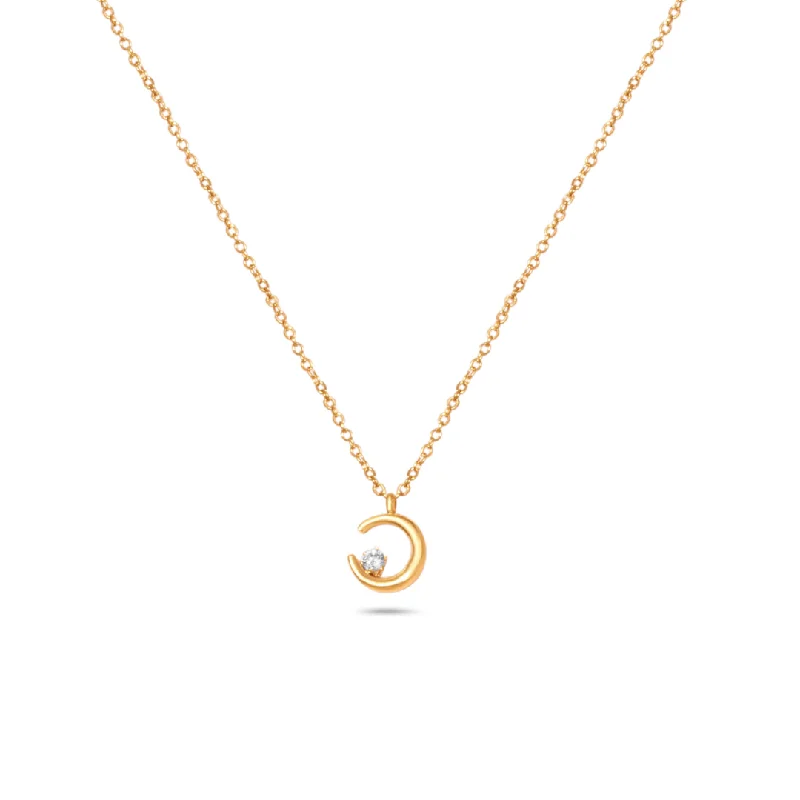 Diamond Pendant Necklace-Moon Stone Necklace