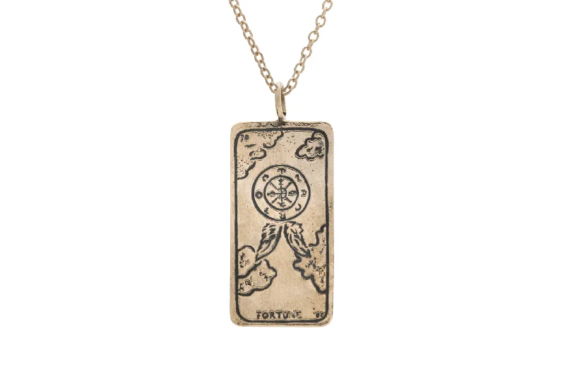 Rose Gold Pendant Necklace-Wheel of Fortune Tarot Card Necklace