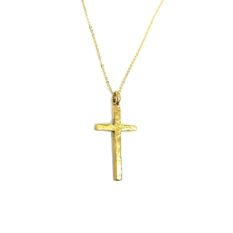 Luxury Silver Necklace-The Keep the Faith Gold Cross Necklace