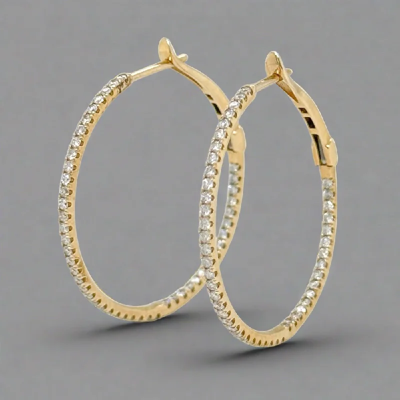 Minimalist Silver Earrings-14K Y Gold 0.72ctw G-H/SI2-I1 Diamond Hoop Earrings