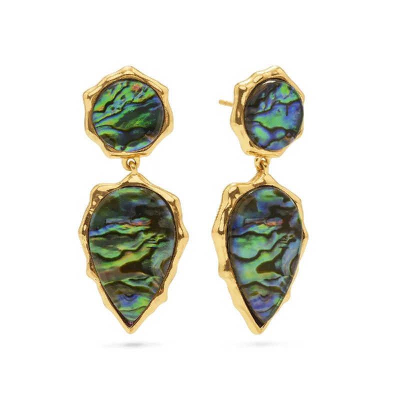 Cute Stud Earrings for Teenagers-Aurora Double Drop Post Earrings - Abalone