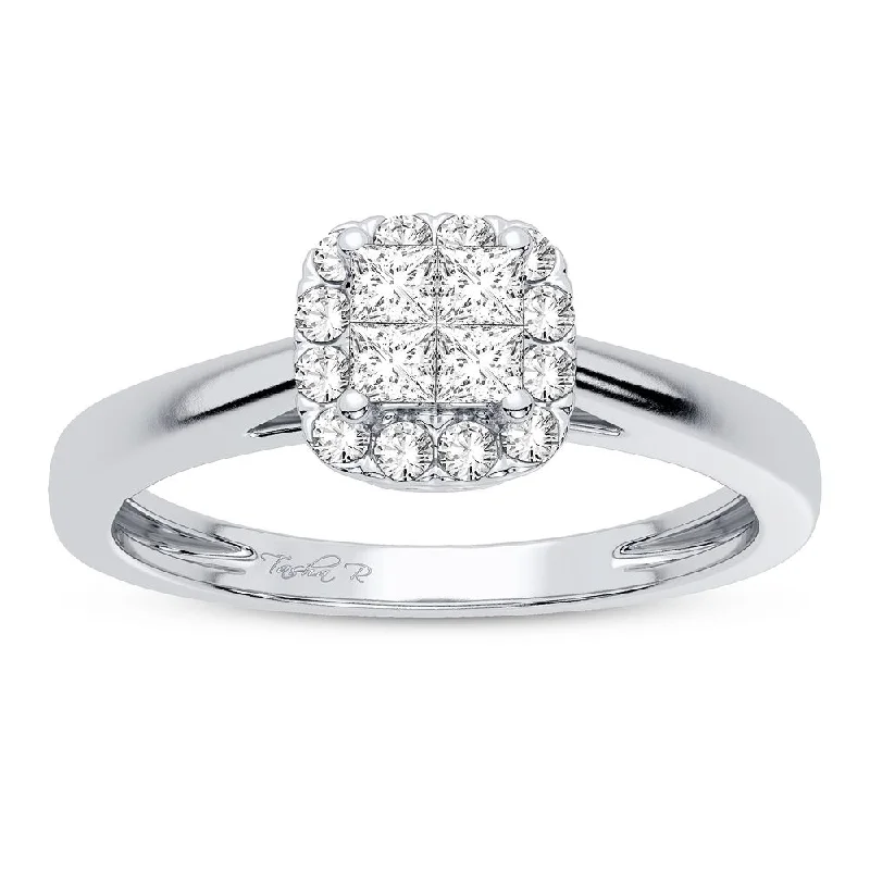 Elegant Silver Ring for Women-10K 0.25CT Diamond Ring