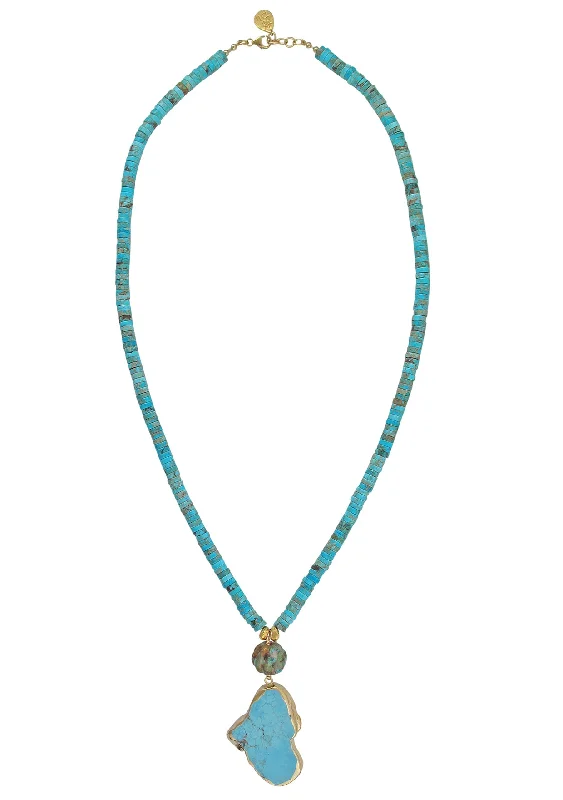 Classic Silver Necklace for Women-Imperial Jasper Turquoise Pendant Necklace