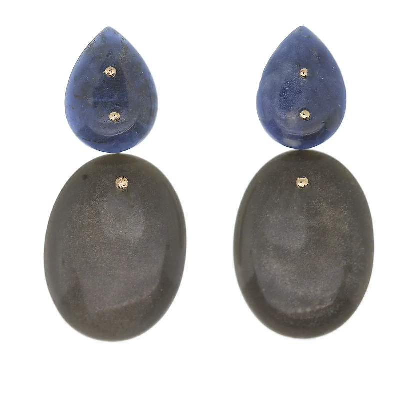 Luxurious Pearl Earrings-Mobile Earrings Sodalite Golden Obsidian