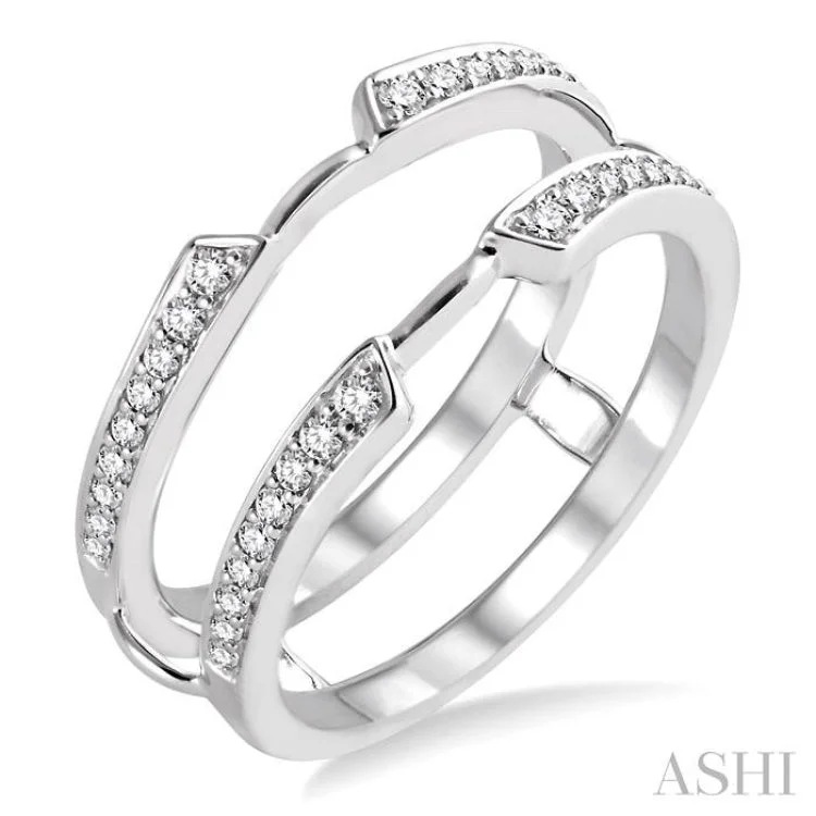 Luxury Engagement Ring Set-1/4 ctw Round Cut Diamond Insert Ring in 14K White Gold