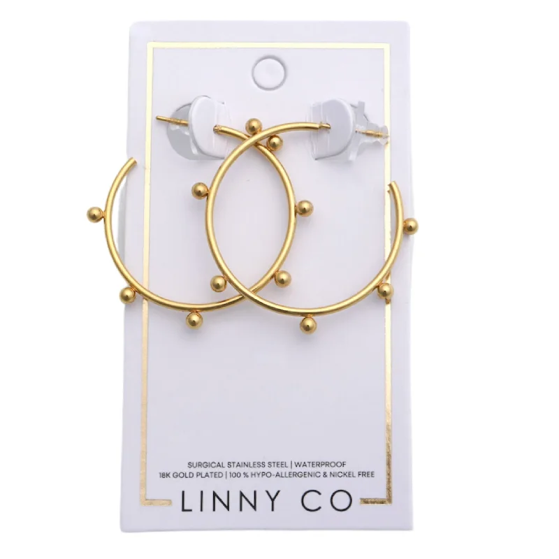 Sterling Silver Earrings for Women-Linny Co | Lauren Gold Tone Medium Hoop Earrings