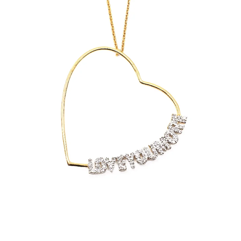 Bridal Necklace for Wedding Day-Lucy Love Necklace in White Diamonds and Gold