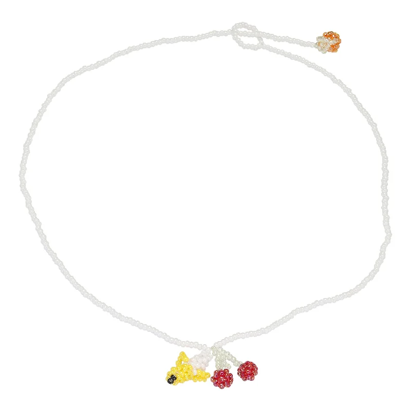 Wedding Necklace with Pearls-Simple Fruit Salad Necklace Yellow and Red Beads