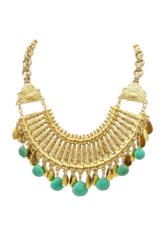 Trendy Choker Necklace-Chrysoprase Gold Goddess Necklace