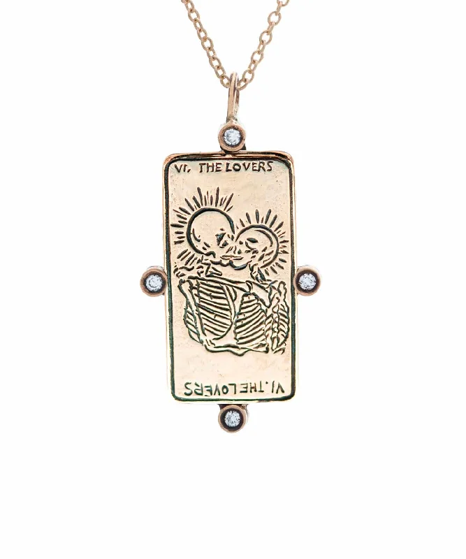 Unique Crystal Necklace-Diamond The Lovers II. Tarot Card Necklace