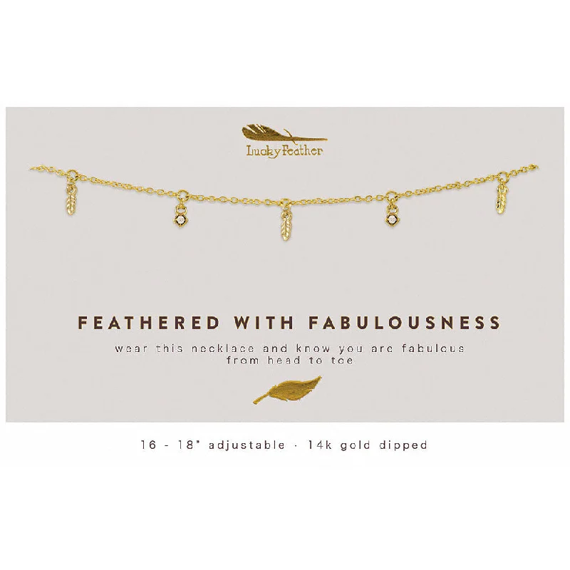 Dainty Gold Necklace-Dangle Necklace - Feathers of Fabulousness