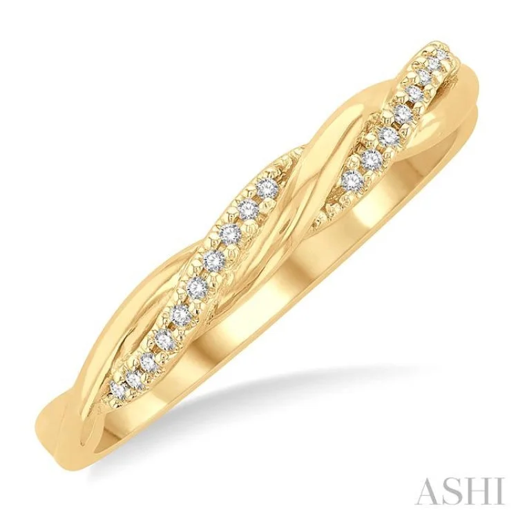 Classic Platinum Wedding Ring-1/20 ctw Twisted Top Round Cut Diamond Fashion Ring in 10K Yellow Gold