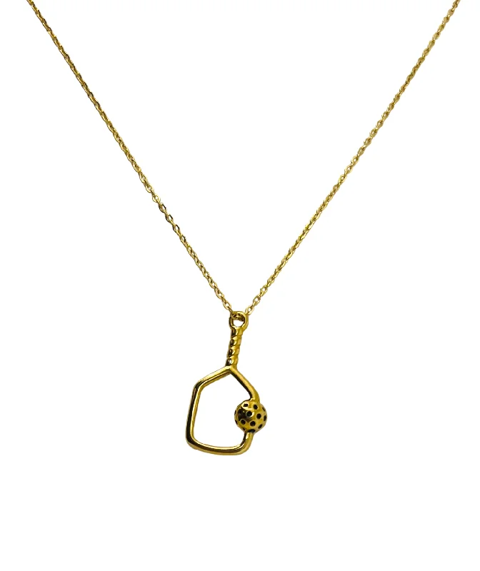 Classic Necklace with Diamonds-The PickleBall Gold Necklace