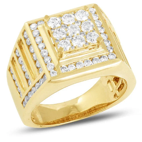 Diamond Wedding Ring Set-14KY 2.50CTW DIAMOND MENS 3-D SQUARE HEAD RING