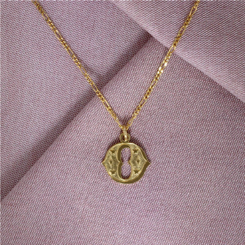 Classic Crystal Necklace-Circus Letter O Gold Plated Necklace