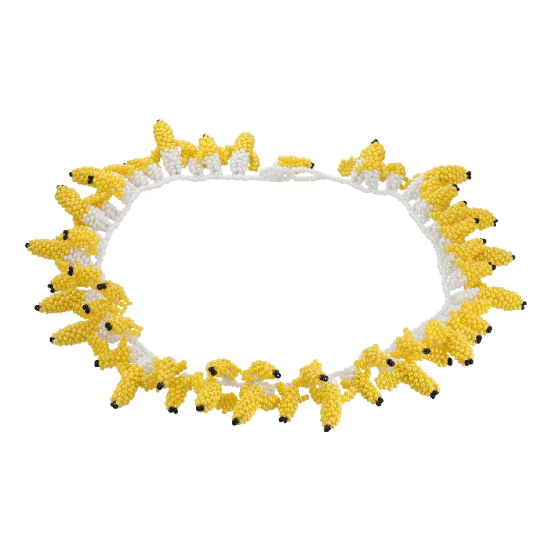 Luxury Necklace with Diamonds-Banana Feast Necklace Yellow Beads