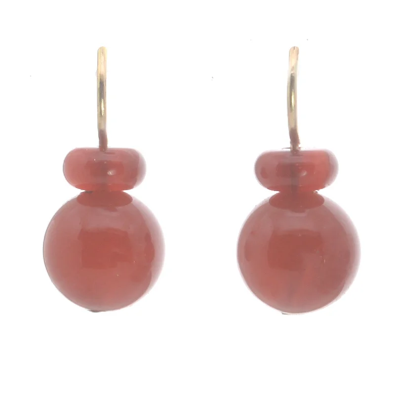 Fashionable Stud Earrings-Pom Pom Hooplet Earrings Carnelian