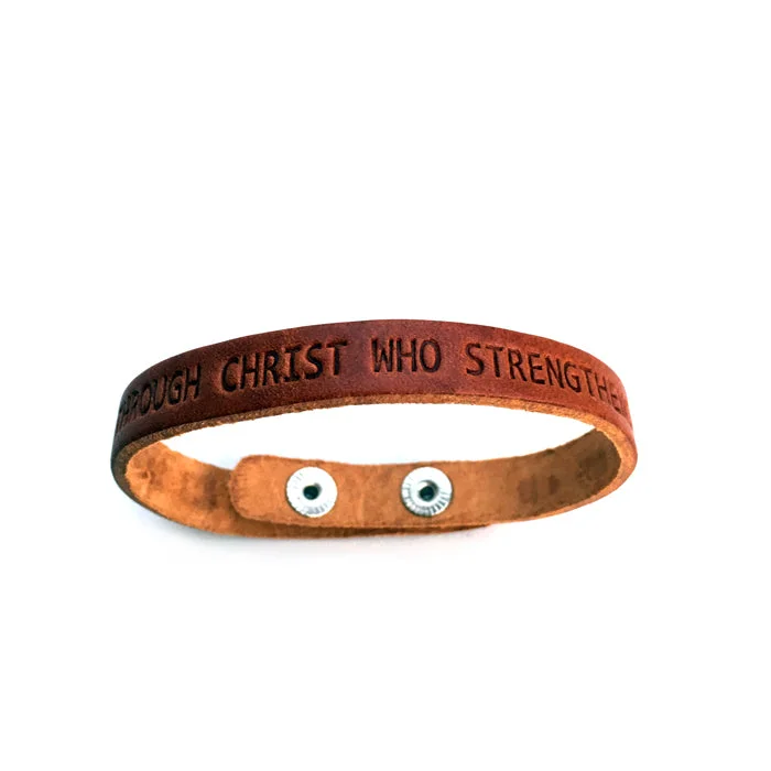 Boho Beaded Bracelet-Philippians 4:13 Large Leather Bracelet