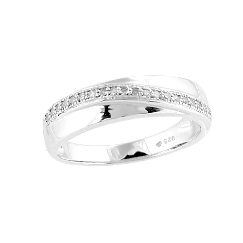 Fashionable Stackable Rings-Sterling Silver 0.10CTW DIAMOND FANCY RING