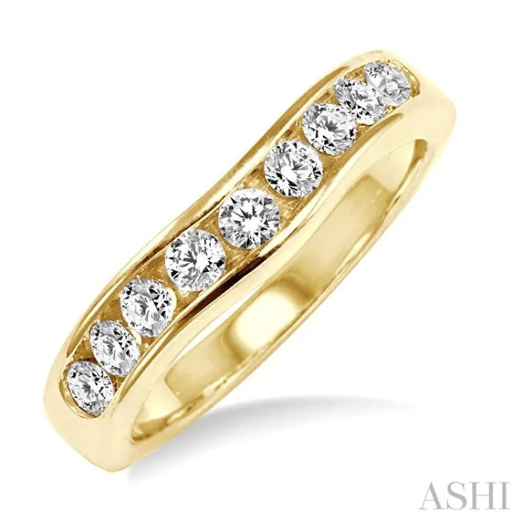 Elegant Custom Ring-1/2 ctw Round Cut Diamond Matching Wedding Band in 14K Yellow Gold