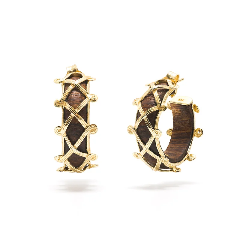 Classic Stud Earrings-Earth Goddess Hoop Earrings - Teak