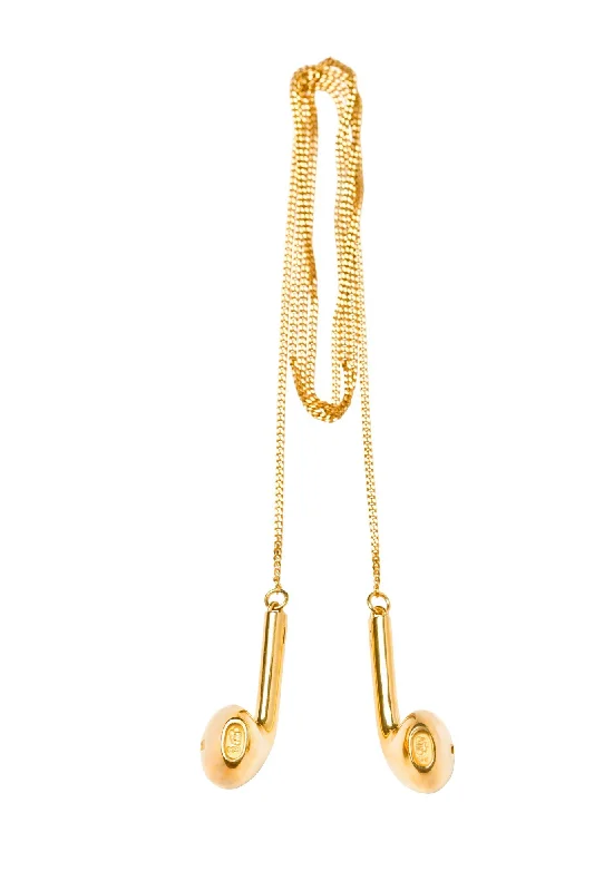 Elegant Birthstone Necklace-Double earphone Gold Plated Necklace