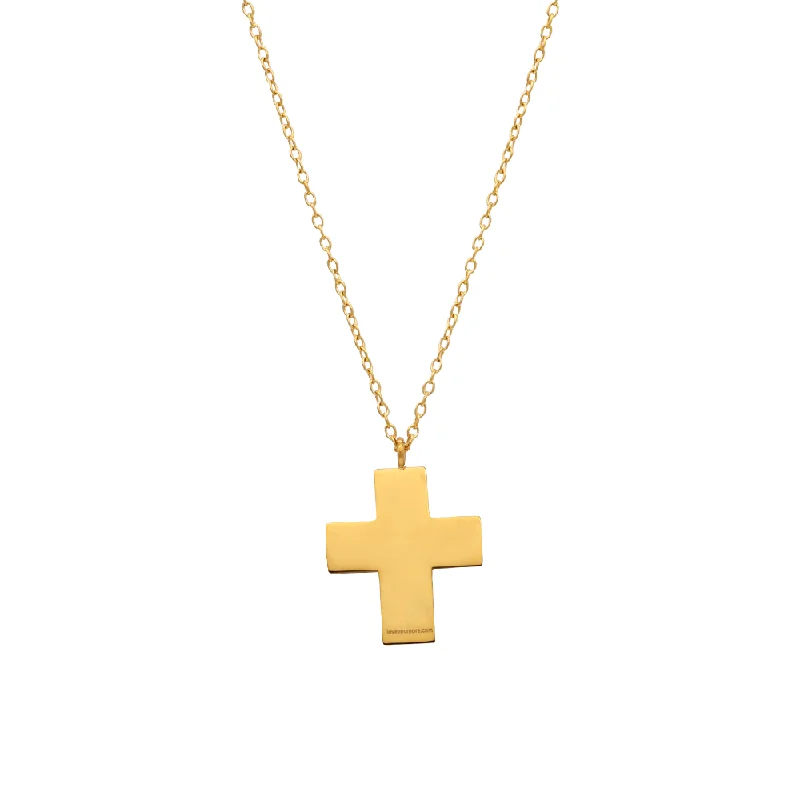 Luxury Pearl Necklace-The Polished Gold Walk in Faith Cross Necklace