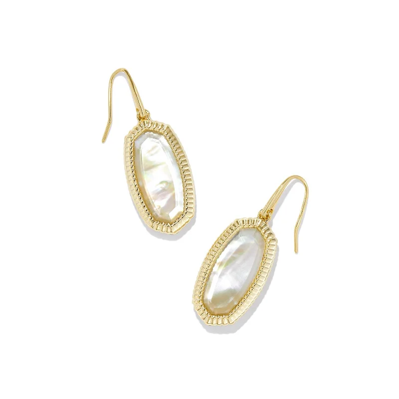 Small Dangle Earrings-Kendra Scott | Dani Gold Ridge Frame Drop Earrings in Golden Abalone