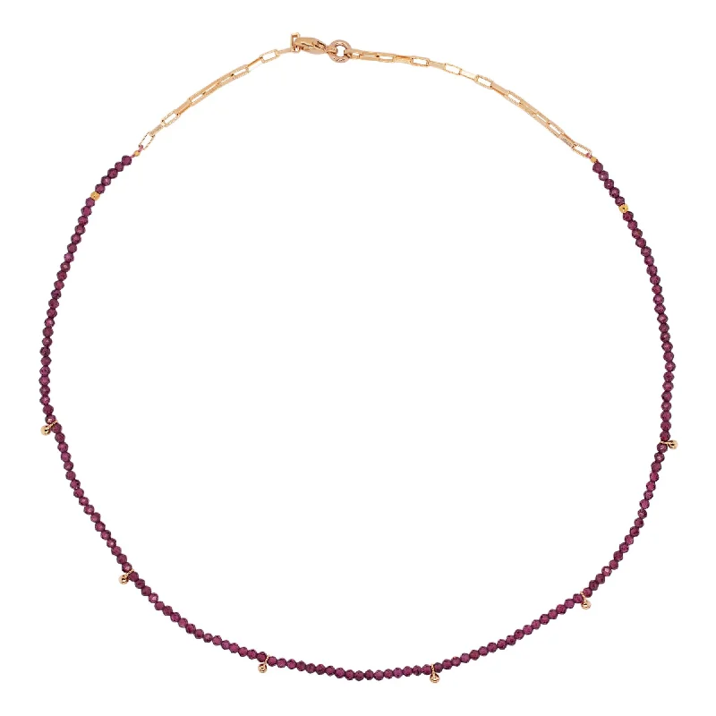 Silver Necklace for Special Occasions-Gold Plated Necklace w. Garnet