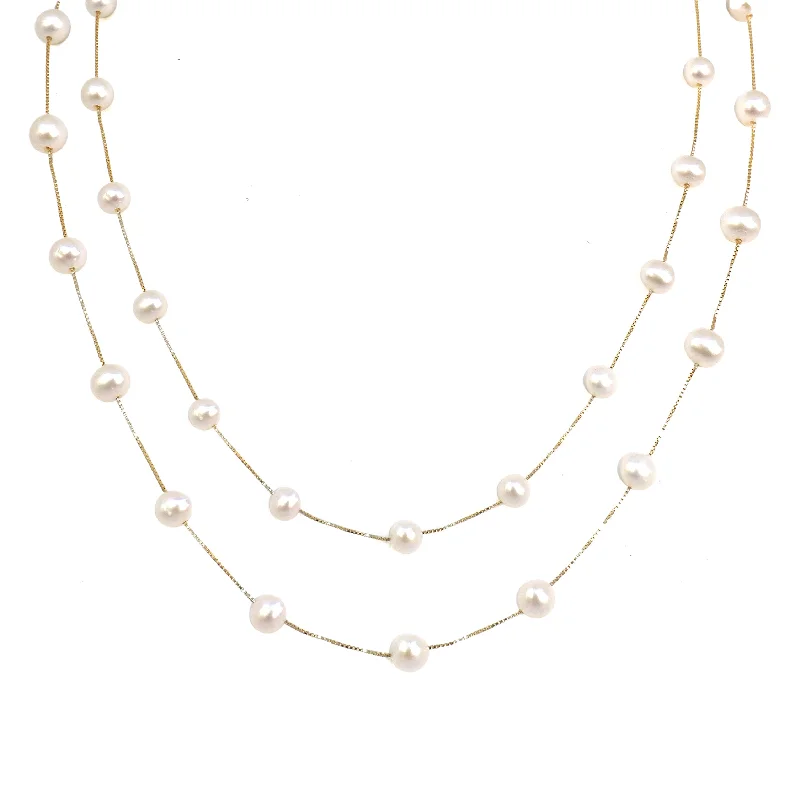 Layered Necklace for Women-Elizabeth Pearl Necklace - Gold Coated & Freshwater Pearls