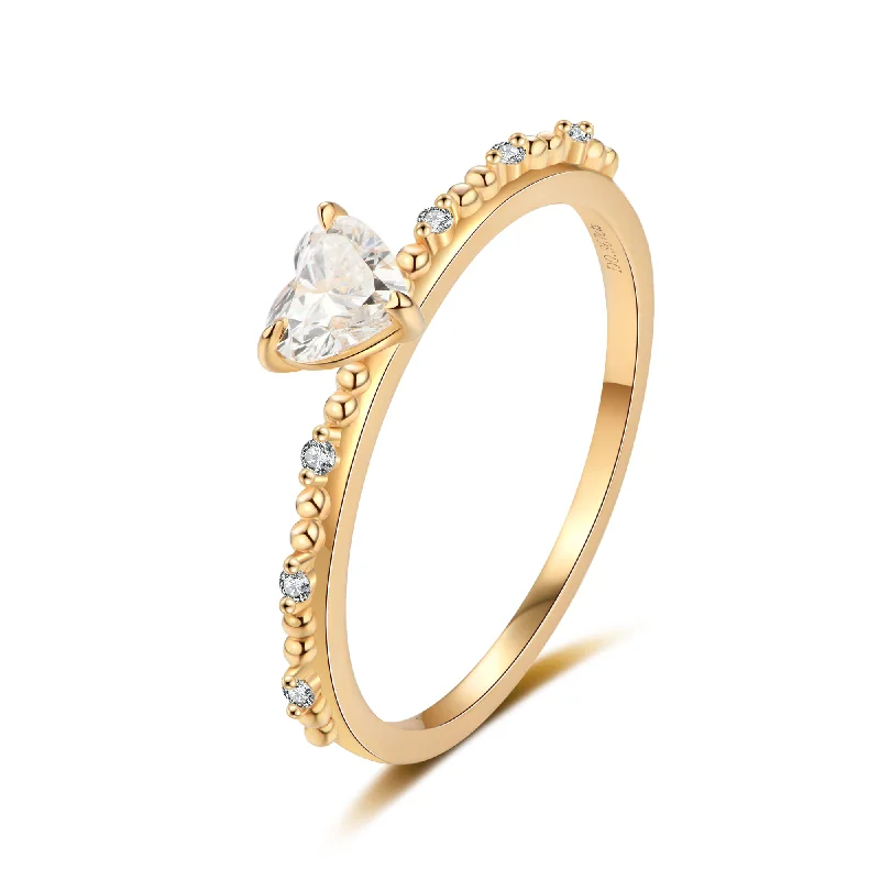 Unique Gold Ring-Designer Heart Diamond Ring