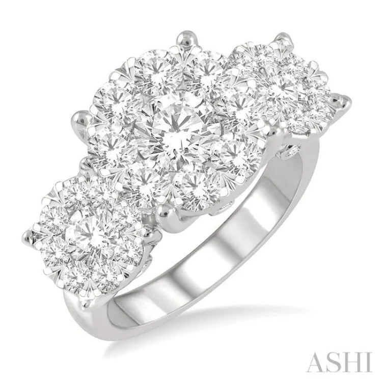 Luxury Diamond Ring-3.00 ctw Lovebright Round Cut Diamond Ring in 14K White Gold