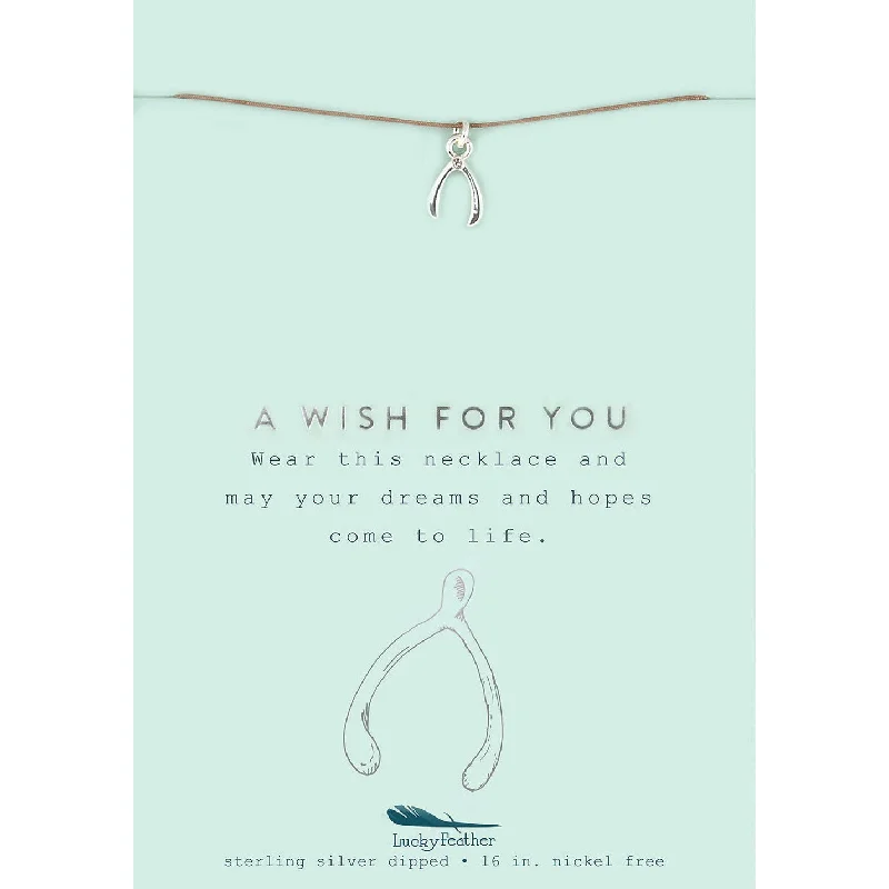 Personalized Pendant for Weddings-A Wish For You - Silver Wishbone Necklace