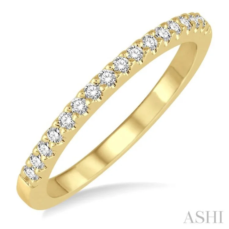 Platinum Wedding Band for Couples-1/6 ctw Round Cut Diamond Wedding Band in 14K Yellow Gold