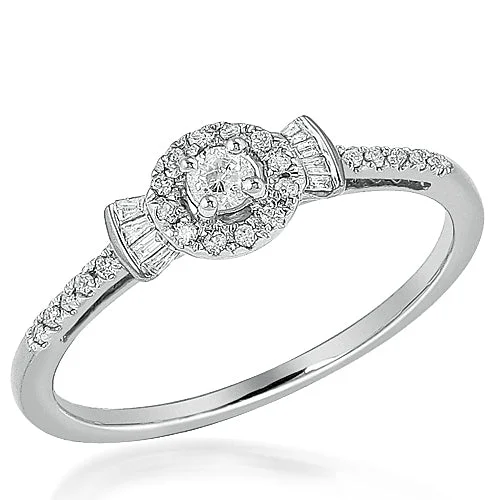 Diamond Wedding Band for Bride-10KW 0.23CTW DIAMOND PROMISE RING