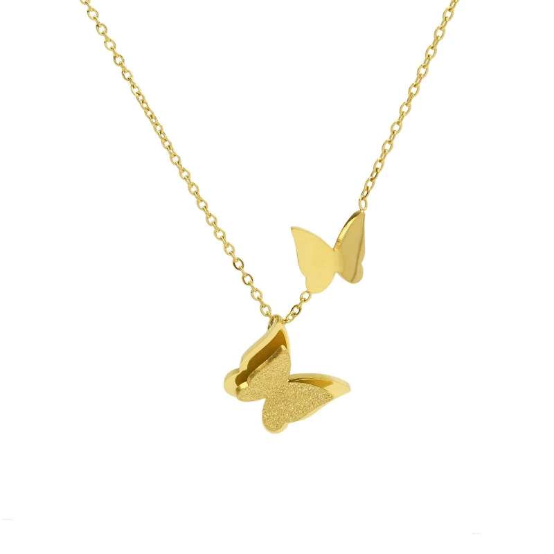 Gorgeous Pearl Necklace-Butterfly Away Gold Necklace