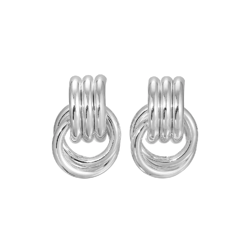 Classic Round Earrings-DOUBLE KNOT SILVER