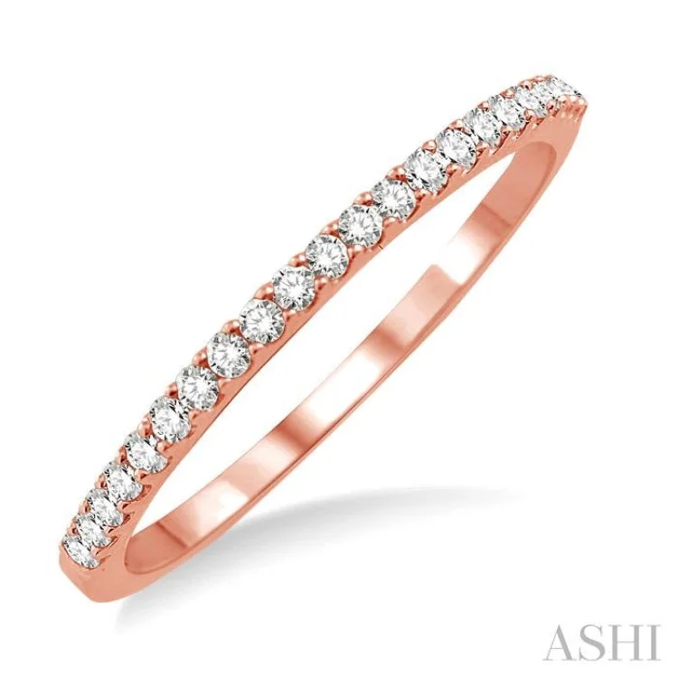 Wedding Ring for Bride-1/5 ctw Round Cut Diamond Wedding Band in 14K Rose Gold