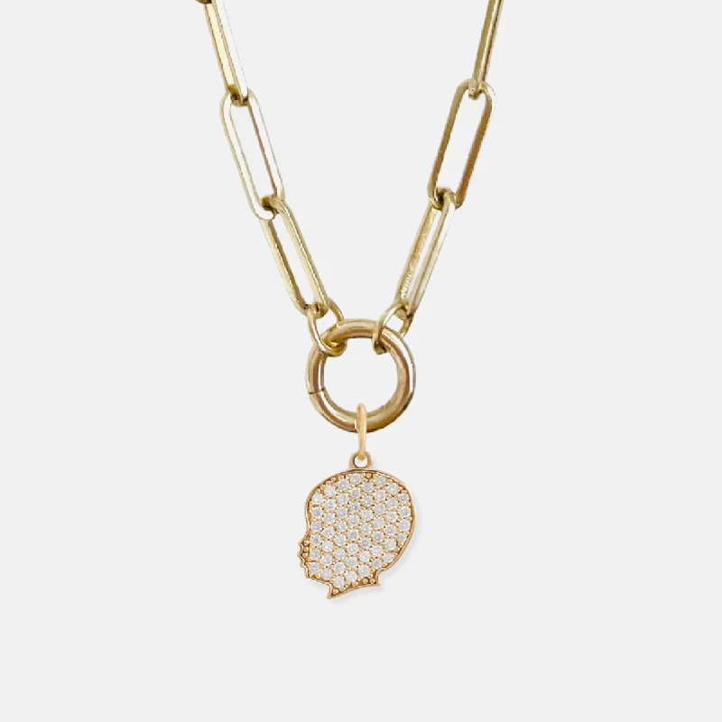 Boho Pendant Necklace-Build Your Own 14K Gold Pavé Diamond Silhouette Charm Necklace