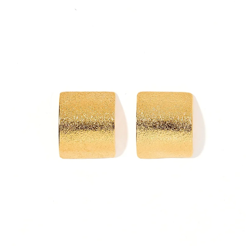 Custom Diamond Earrings-Linny Co | Lucia Textured Gold Tone Stud Earring