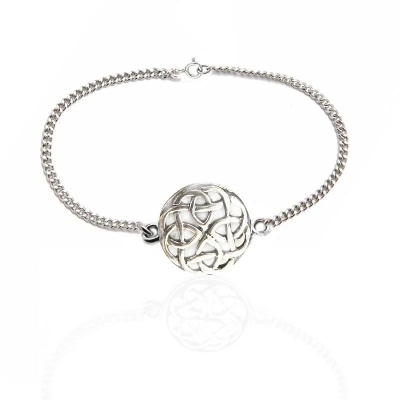 Luxury Beaded Bracelet-Circular Celtic Knot Bracelet in Silver